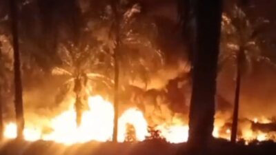 Polsek Keluang Periksa Saksi dan Amankan Barang Bukti Terkait Kebakaran Illegal Refinery