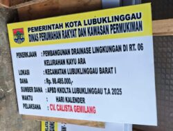 Pembangunan Drainase di Kelurahan Kayu Ara Gunakan Anggaran Rp 98 Juta