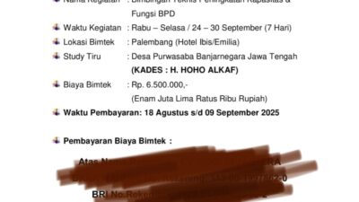 Bimtek Peningkatan Kapasitas BPD di Palembang Dipertanyakan Sumber Dana Dan Aturan 