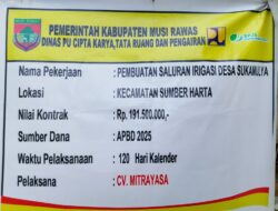 Diduga Ada Kejanggalan, Proyek Irigasi di Musi Rawas Bernilai Rp191,5 Juta Disorot