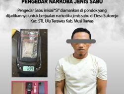 Berkat Informasi Warga, Polisi Musi Rawas Tangkap Pengedar Sabu di Pondok Kebun, Barang Bukti 6,94 Gram Disita