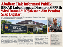 Abaikan Hak Informasi Publik, BPKAD Lubuklinggau Disemprot GPPR11: “Aksi Damai di Kejaksaan dan Pemkot Siap Digelar!”